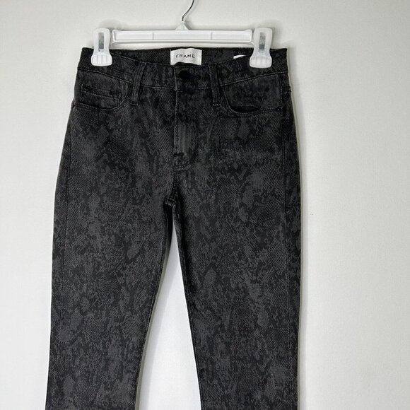 Frame Le Skinny De Jeanne Jeans Womens Size 27 Python Snake Print - Picture 2 of 9